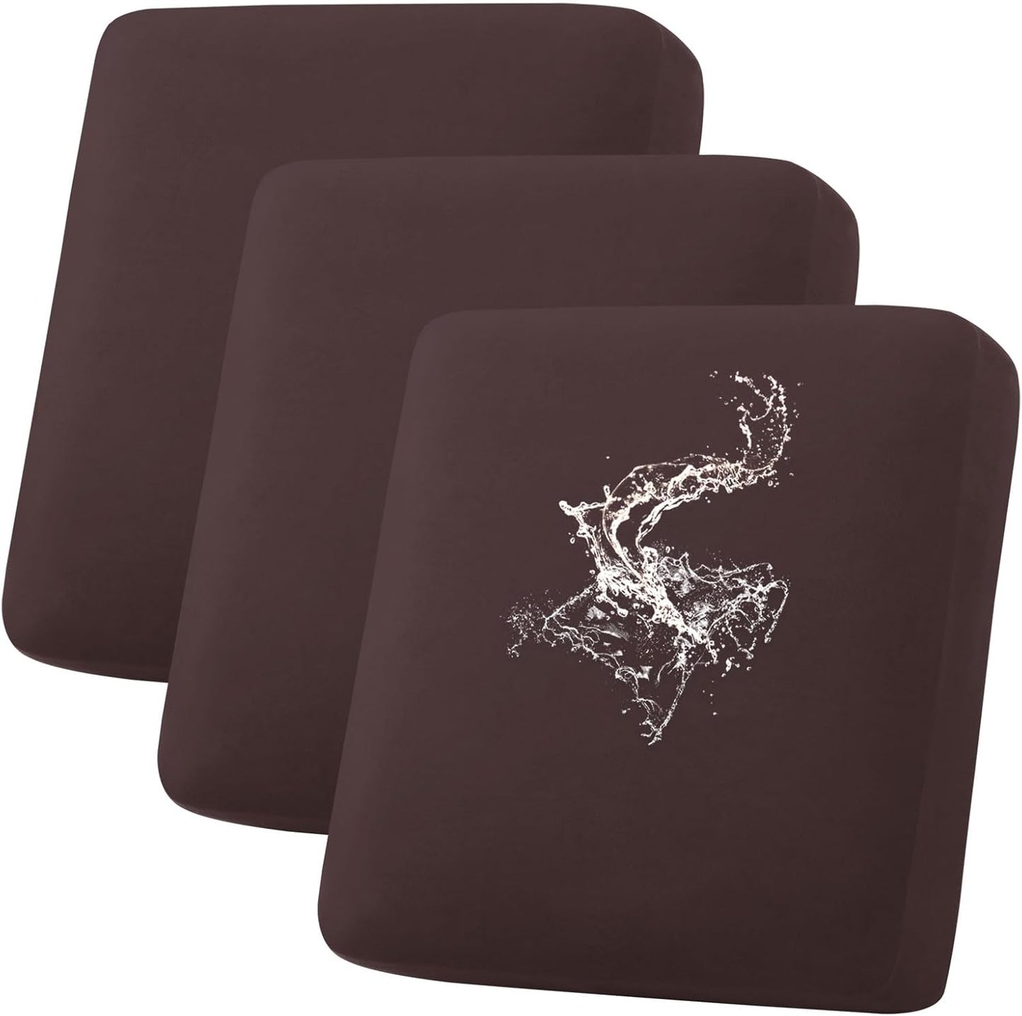 hyha Waterproof Couch Cushion Covers, Stretch Sofa Couch Seat Slipcover for Dog Washable, Non-Slip Waterproof Outdoor Cushion Covers for Patio Furniture Replacement (3 Pieces, Chocolate)