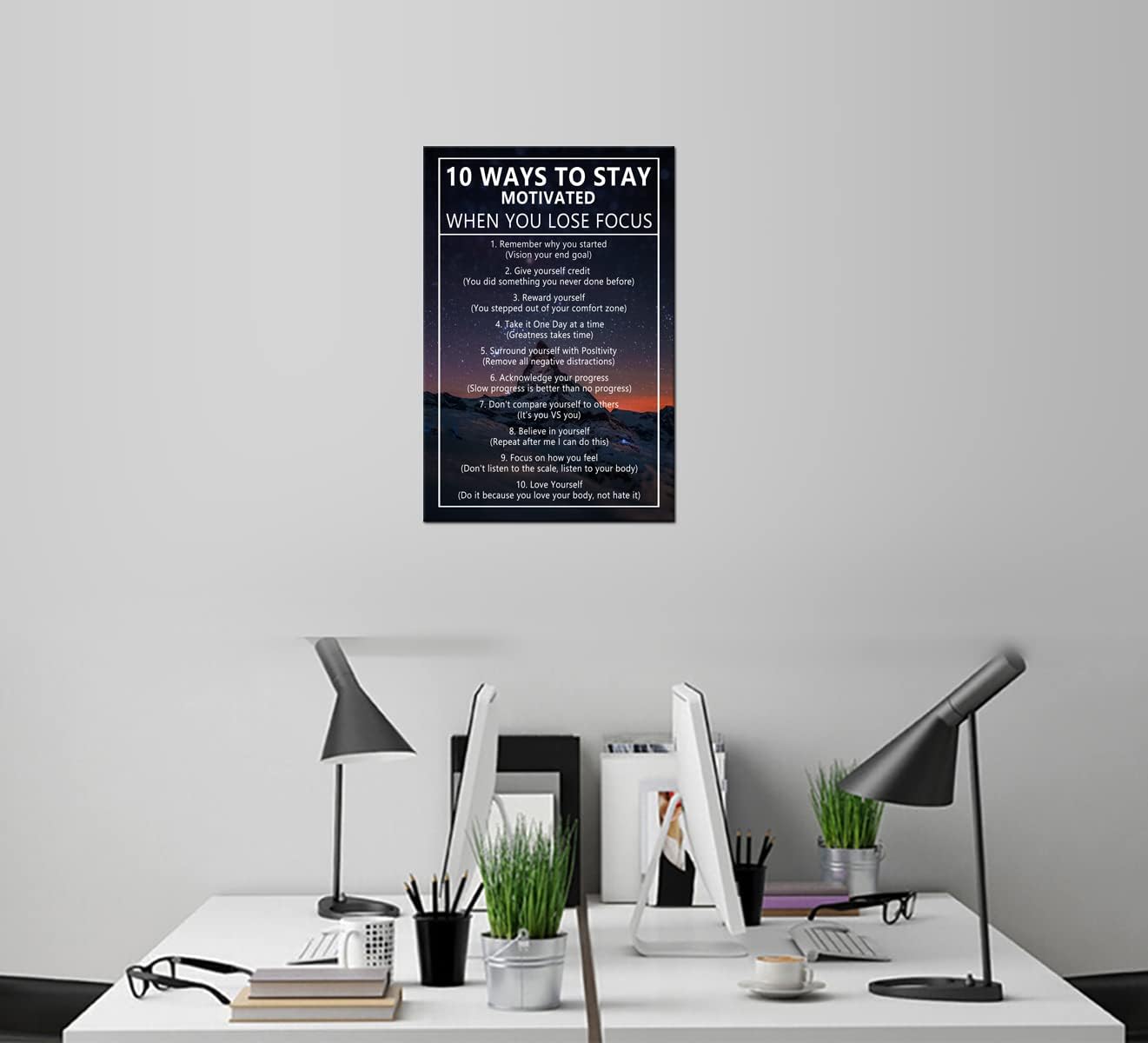 10 Ways to Stay Motivated When You Lose Focus Inspirational Canvas Painting Wall Art Motivational Wall Art Poster Motivational Framed Artwork Prints Picture for Living Room Office [12''Wx 18''H]