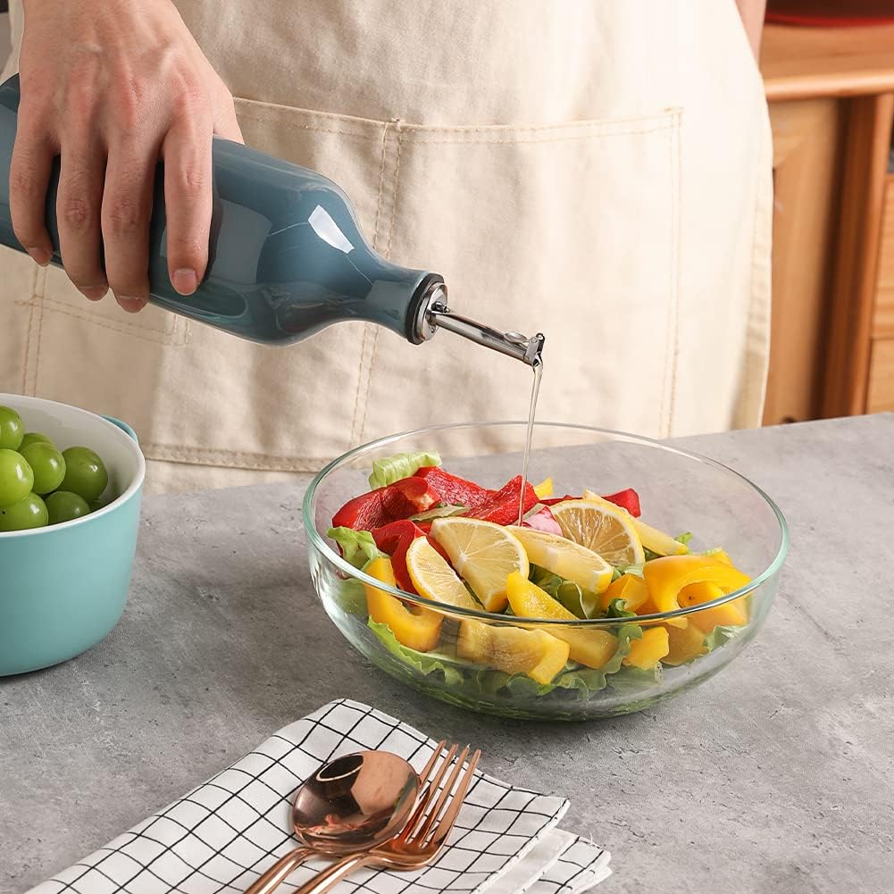 Sweejar Ceramic Olive Oil Dispenser Bottle, 20 Oz Relief Opaque Oil Cruet Protects Oil To Reduce Oxidation, Suitable for Storage Oil, Vinegar, Soy Sauce, Coffee Syrup, Liquids, Set of 1 (Black)