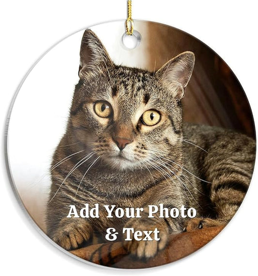 Personalized Cat Ornament, Custom Acrylic Ornaments with Photo - Keepsake Gifts for Christmas, Cat Parents, Kitten Lovers
