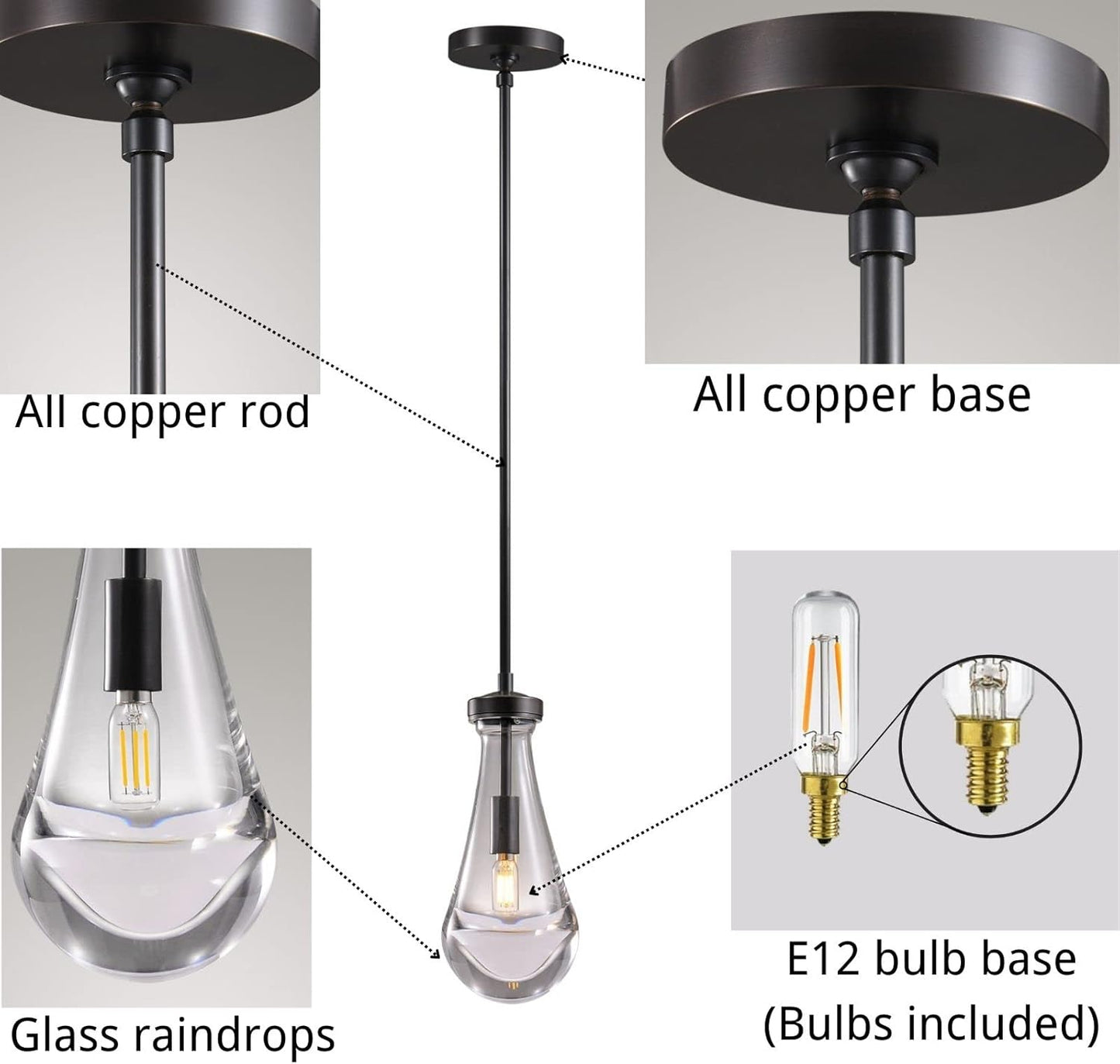 Raindrop Pendant Lights, Modern Black Pendant Lights for Kitchen Island, Dining Room Light Fixture Raindrop Chandelier, Chandelier for Living Room Hallway, Including The Bulb