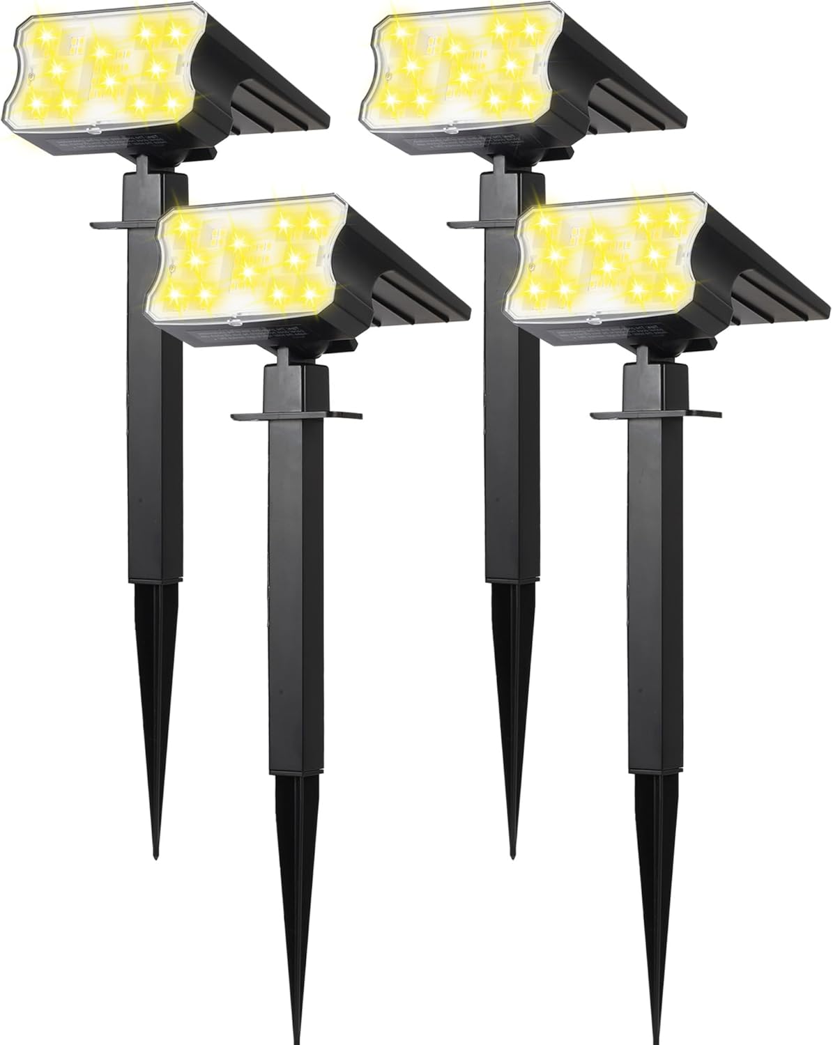 HGGH Solar Lights Outdoor Waterproof IP67, 60 LED 3 Lighting Modes Solar Spot Lights Outdoor for Yard Garden Pathway Landscape, Auto On/Off, Function 2 in 1(Warm White, 4 Pack)