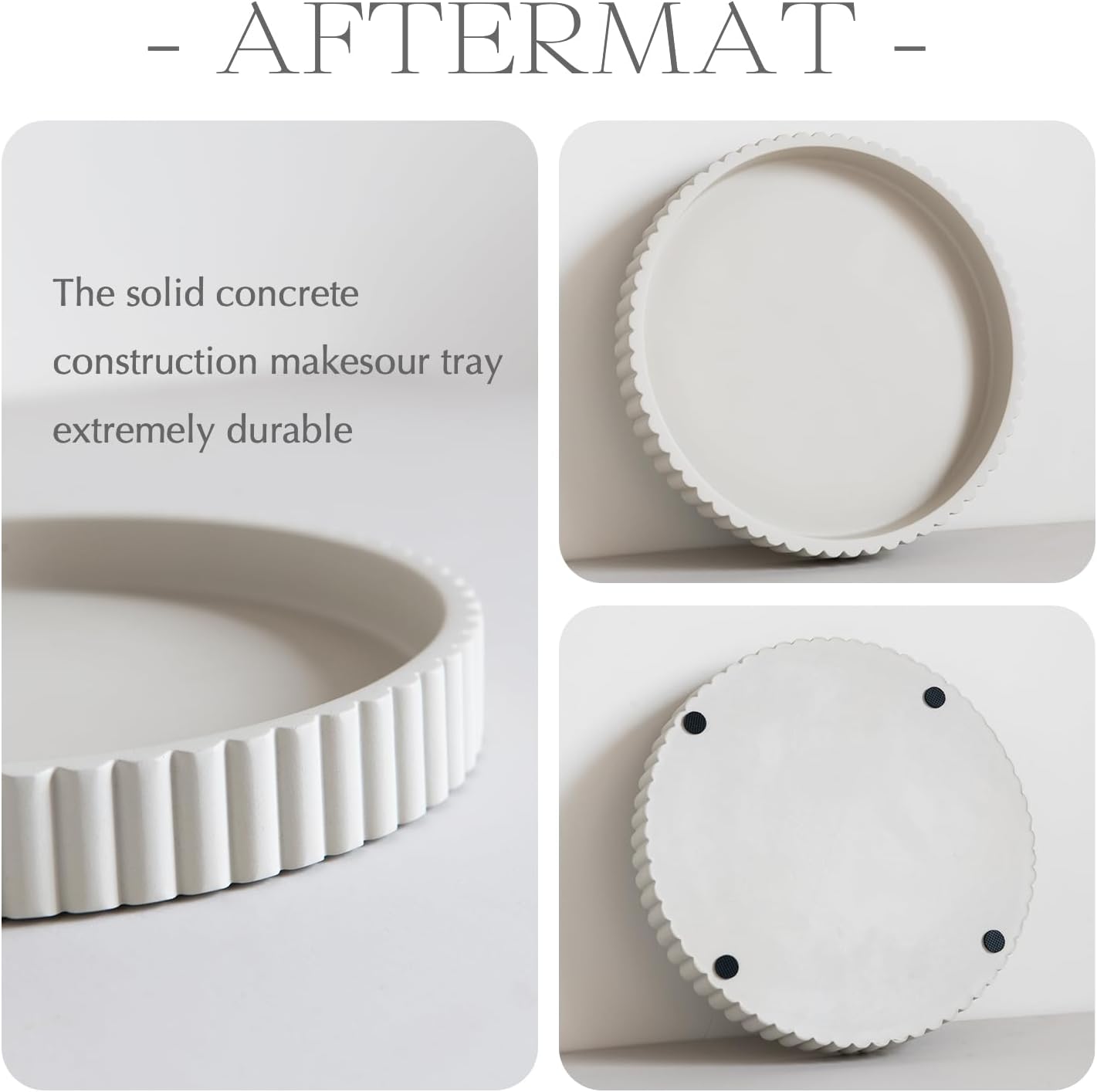 Decorative Tray for Coffee Table, Living Room, Side Table, 2 Packs 11" Gray Round Concrete Home Decor Serving Trays for Accent Table, Console Table