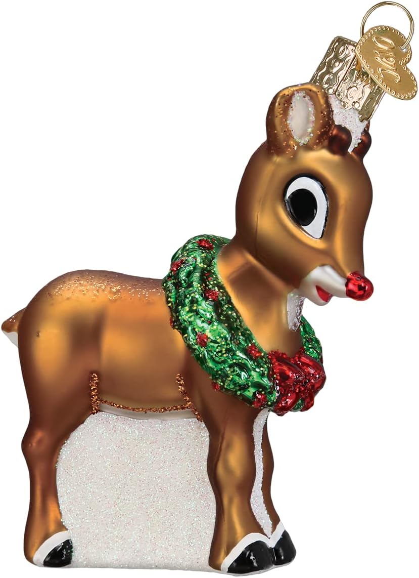 Old World Christmas Rudolph The Red-Nosed Reindeer Glass Blown Ornament for Christmas Tree