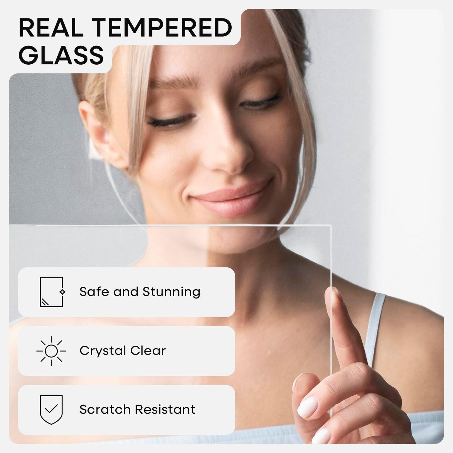 Homeforia 15x15 White Picture Frame, High End Oak 15 x 15 Square Wood Frames with Mat 11 by 11 inches Photo, 15by15 White Wooden Poster Frames Matted to 11x11 Print, Tempered Glass, Wall Kit, Set of 1