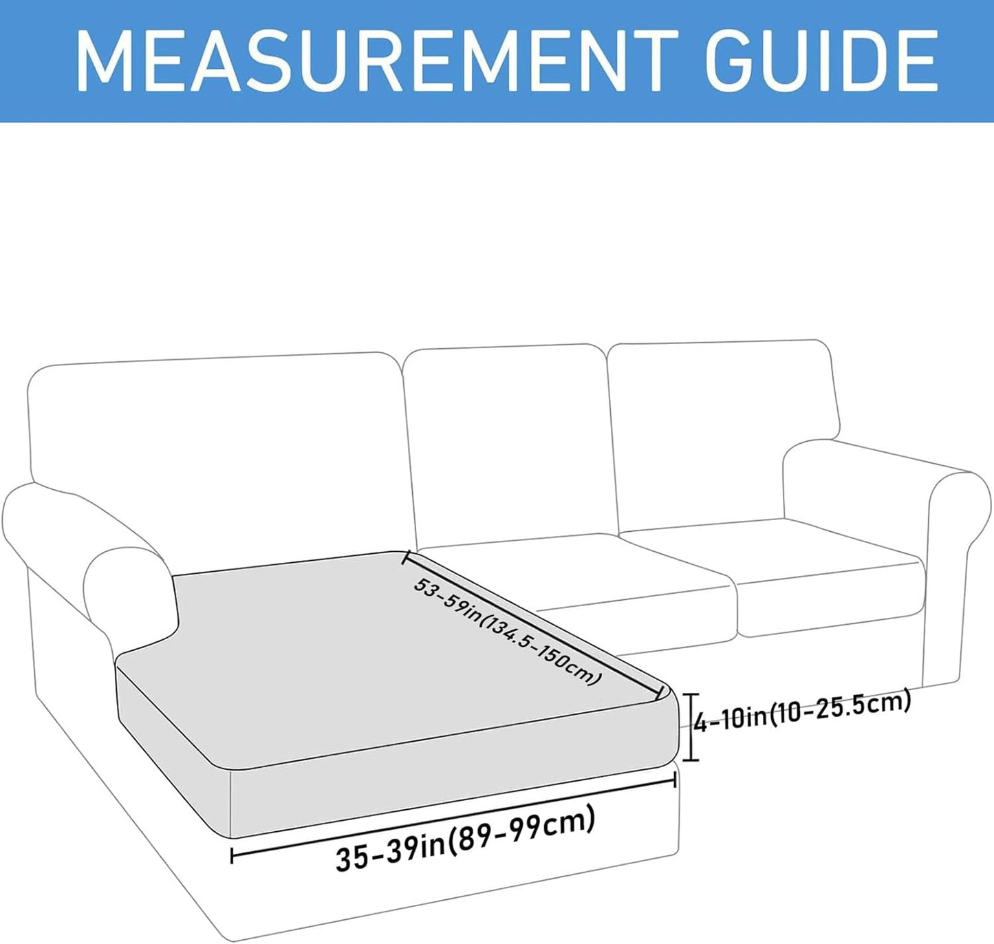 hyha Waterproof Couch Cushion Covers, Sectional Sofa Slipcovers Washable, L Shape Chaise Dog Couch Covers for Sectional Sofa, Universal Furniture Protector (1 Piece for Chaise, Taupe)