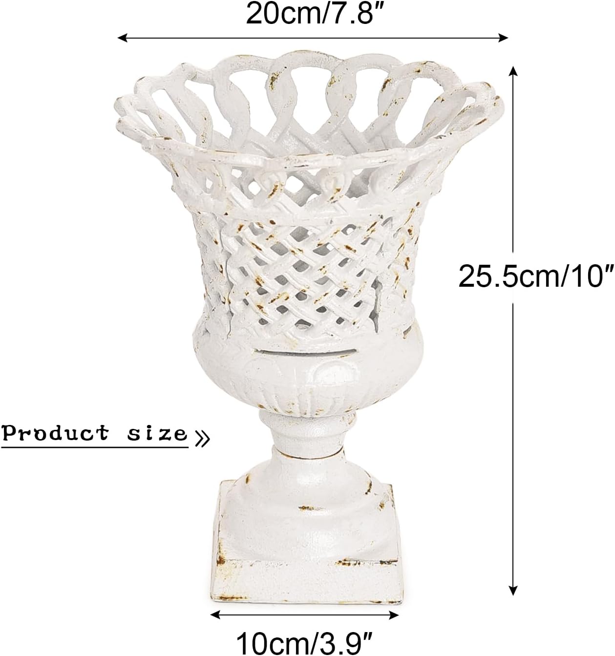 Sungmor Heavy Duty Cast Iron Urn Planter, Beautiful Hollow Trophy Design Tall Orchid Flower Pot, Large Decorative Plastic Flowers Plants Bouquets Vase, Rustic French Country Pot for Home or Garden