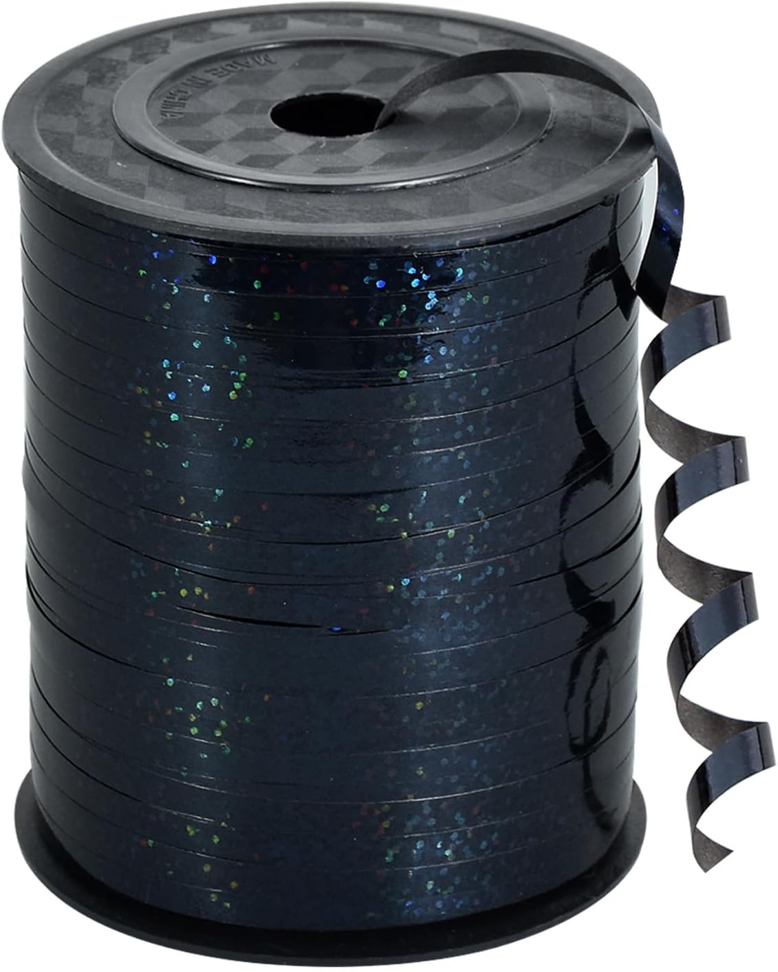 BEISHIDA 500 Yards Black Ribbon Crimped Curling Shiny Metallic Balloon String Roll Gift Wrapping Ribbon for Birthday Halloween Party Decoration