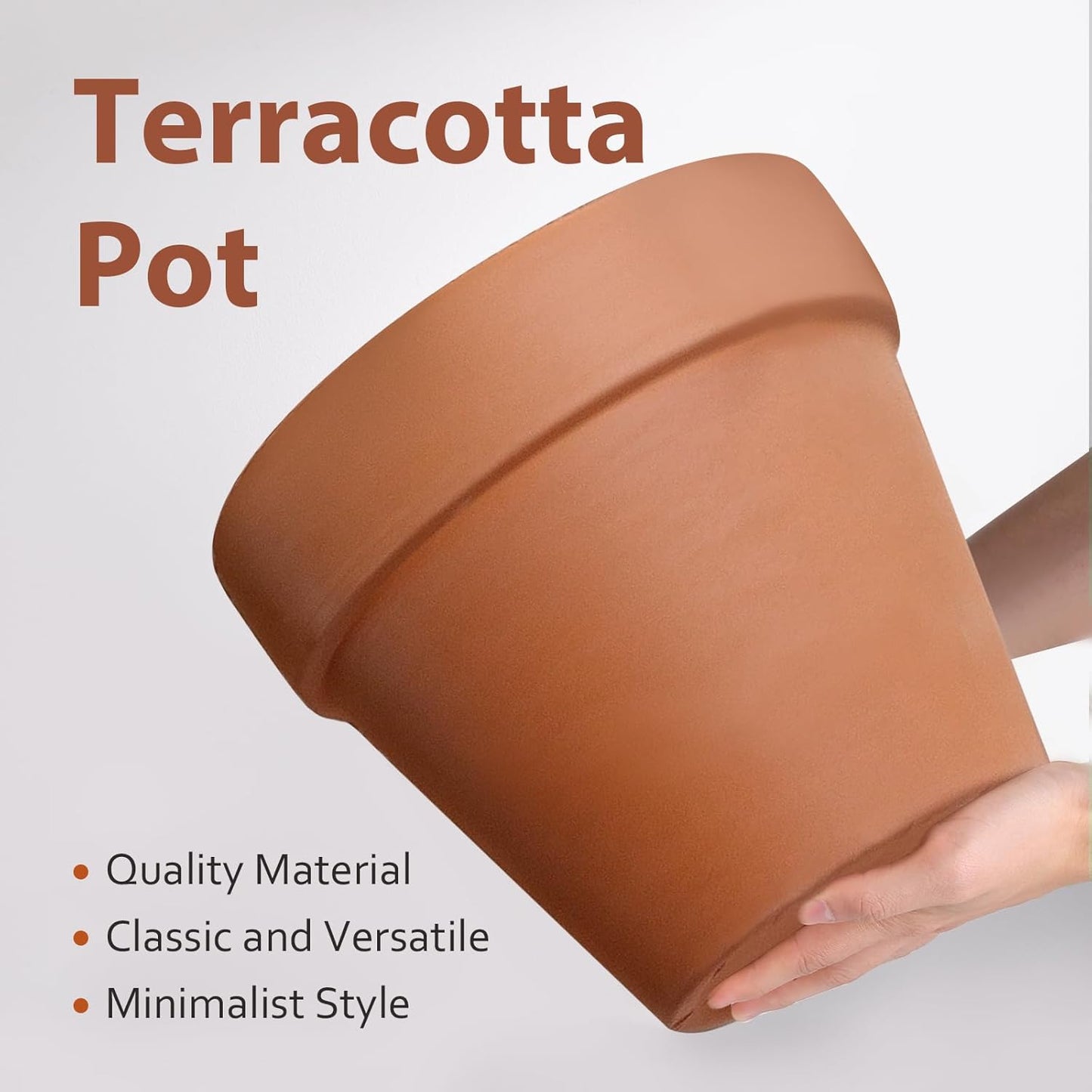INGOFIN 12 Inch Terracotta Pot with Saucer - Ceramic Clay Pot for Plants with Drainage Hole, Large Terra Cotta Flower Planter with Tray for Indoor Outdoor Plants