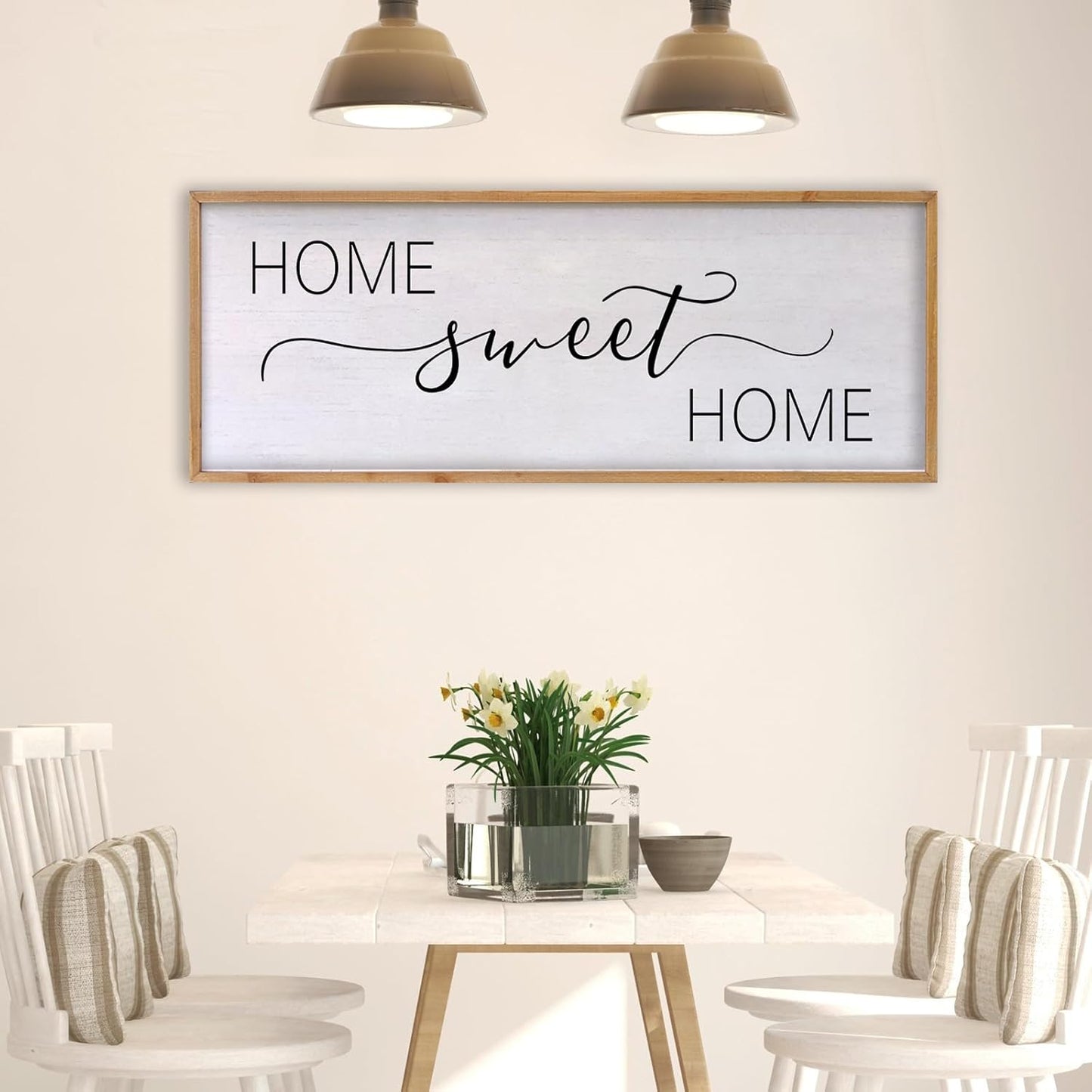 Home Sweet Home Sign Wall Decor 40"x15" Above Bed Living Room Large Wooden Framed Family Plaques Art (Wood)