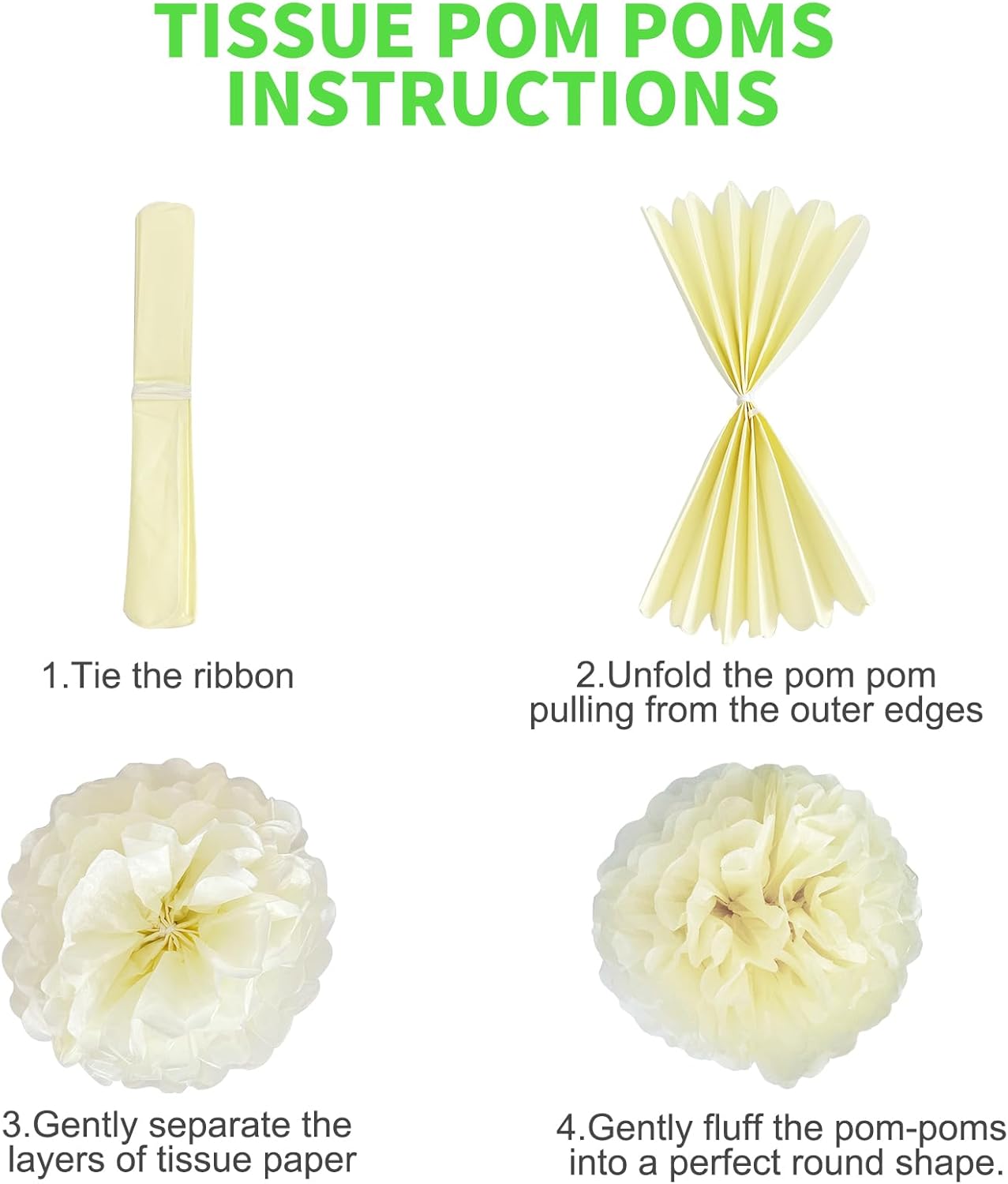 Sage Green Party Streamers Decorations Paper Pom Poms for Birthdays, Bridal or Baby Showers,Engagement, Boho Wedding, Greenery Party Decor