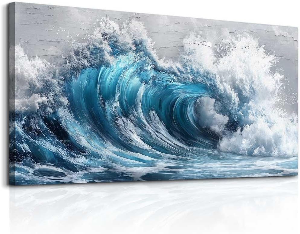 ZUITINGHUA Canvas Wall Art For Living Room Wall Decor For Bedroom Office Wall Decoration Ocean Waves Landscape Painting Black And White Pictures Artwork Room Aesthetic Home Decor 20x40 In