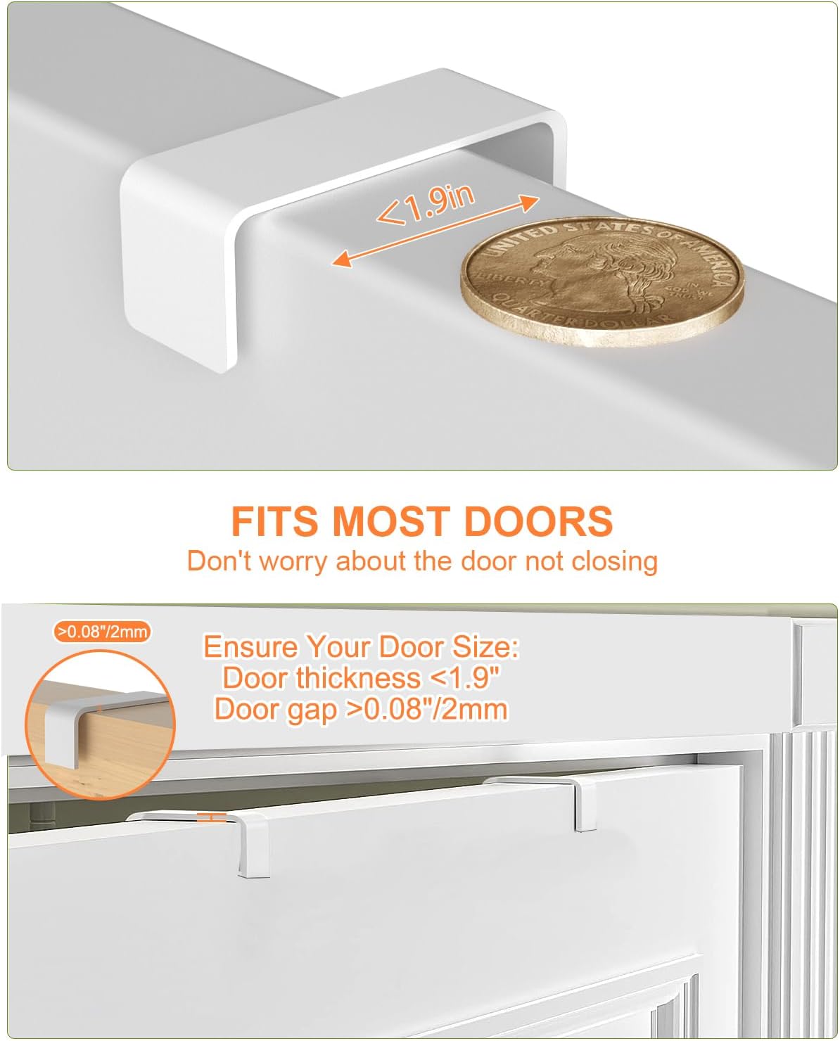 Over The Door Pantry Organizer, 8-Tier Pantry Door Organizer Shelves | 3 Sizes | Adjustable Basket | Metal Hanging Spice Rack for Kitchen, Pantry, Cabinet, Back of Door Seasoning Rack, White