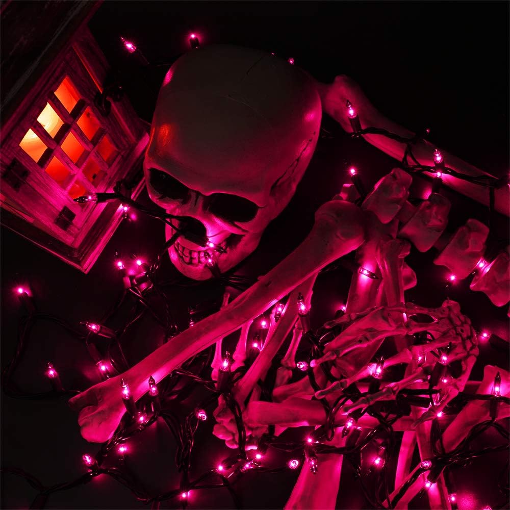 Brizled Purple Halloween Lights, 21.3ft 100 Count Purple Mini Lights String, Connectable, UL Certified Black Wire, Indoor/Outdoor, Halloween, Holiday, Party Decor