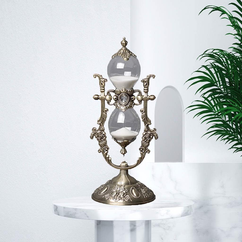Sand Timer 30 Minutes,Sanduhr Deko,Hour Glass,Metal Vintage Hourglass,for Home Decoration Office Desk Wedding Party Decor Kitchen Timer (White Sand)
