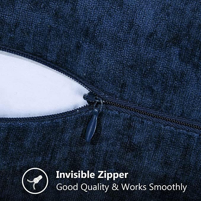 decorUhome Chenille Soft Throw Pillow Covers 24x24 Set of 2, Farmhouse Velvet Neutral Decorative Euro Pillow Covers with Stitched Edge for Couch Sofa Bed Home Decor, Poseidon