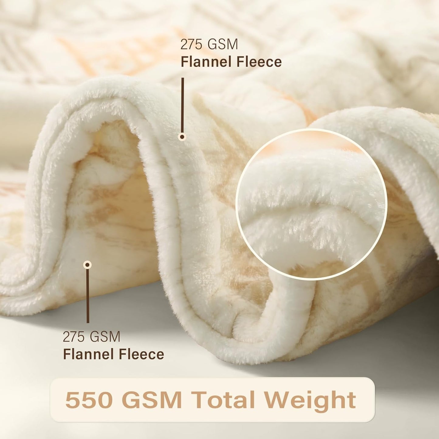 Lahome Trible Printed Blanket Aztec Beige Throw Blanket for Couch Soft Cozy Flannel Fluffy Throw Blanket Fuzzy Retro Throw Blankets for Bed Sofa, Ivory 50''x60''