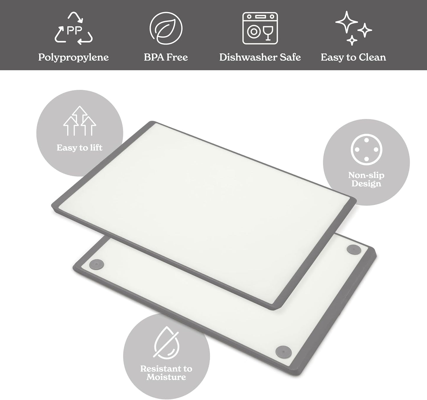 SMIRLY Plastic Cutting Board Set, Dishwasher Safe Plastic Cutting Boards Set for Kitchen, Cutting Boards for Kitchen - Plastic Chopping Board Set