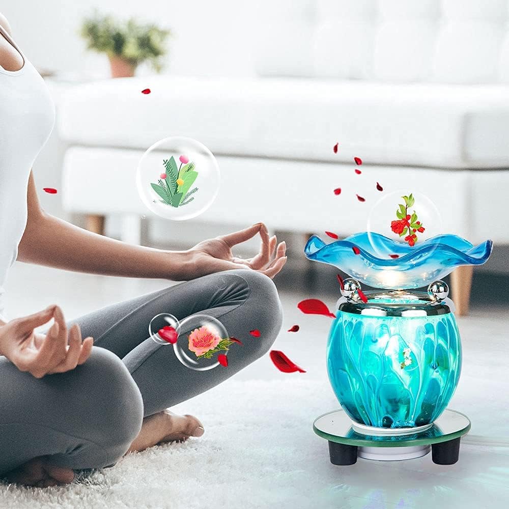 HUNANBANG 3 in 1 Electric Oil Warmer Wax Melter Fragrance Burner (blue)