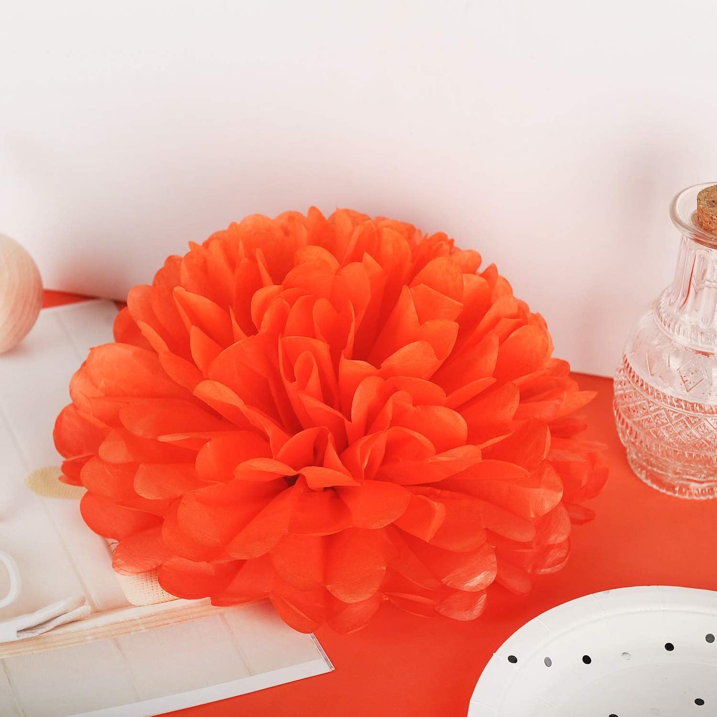 MISU 10" Orange Tissue Pom Poms DIY Tissue Paper Flowers for Birthday Wedding Baby Shower Tea Party Dessert Table Decoration, Pack of 18