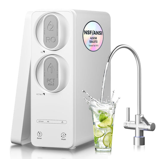 Ecoviva Tankless Reverse Osmosis Water Filter, NSF/ANSI 58 Certified, 8 Stage Under Sink RO Water Filtration System, 600 GPD Fast Flow, 2.5:1 Pure to Drain, Reduces PFAS, White