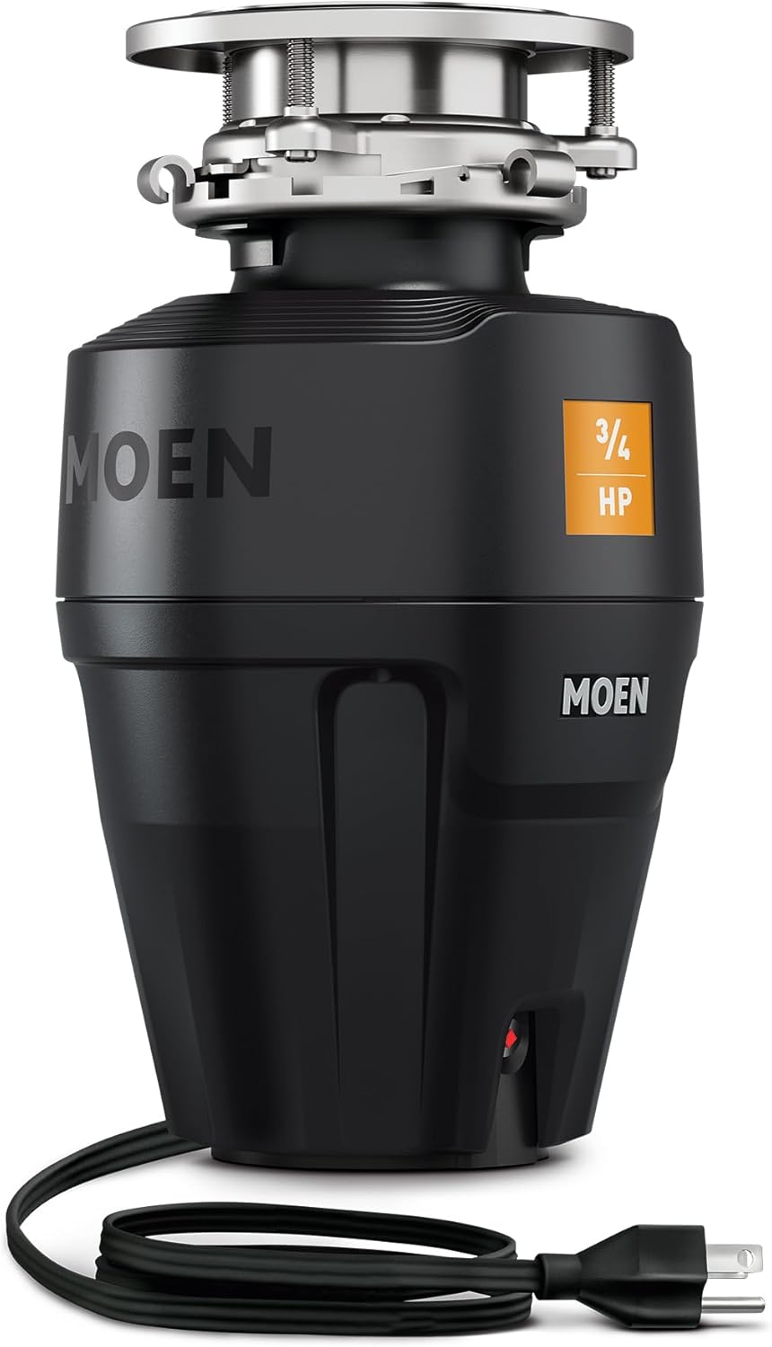 Moen Black EX Series Host Series 3/4 Horsepower Improved Installation Garbage Disposal, EX75C