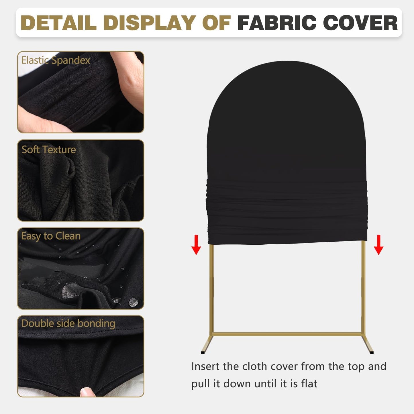 Arch Backdrop Stand and Cover Set, Metal Balloon Arch Backdrop 7.2ft, Gold Arched Stand Frame for Wedding, Parties,Birthday, Backdrop Decorations (Black,7.2ft)