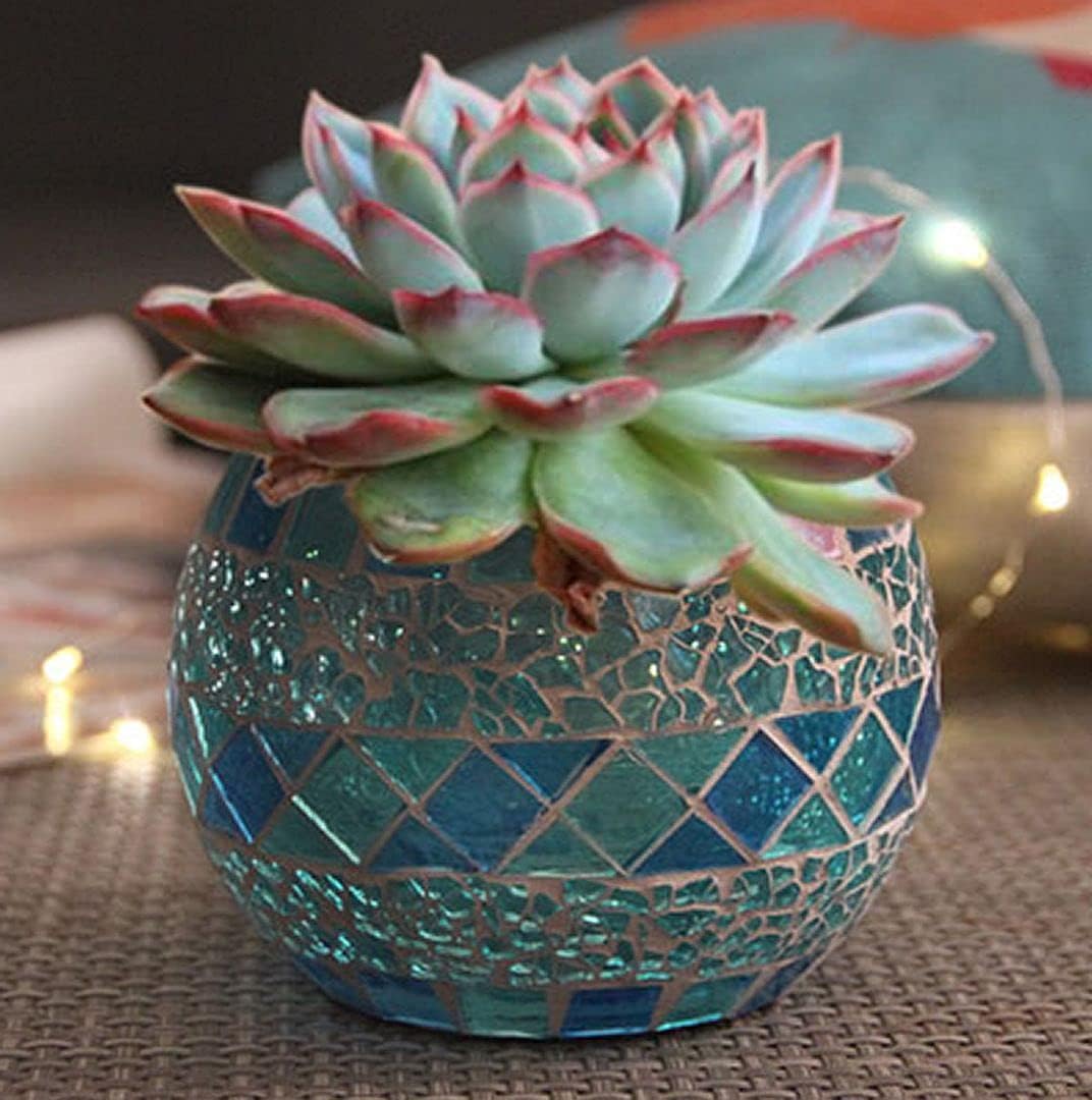 Votive Candle Holder Tea Lights - Glass Candle Holders, Mosaic Tealight Candle Holder, Candle Jar Cup for Wedding Centerpiece Party Table Decorations, Valentines Day Decor