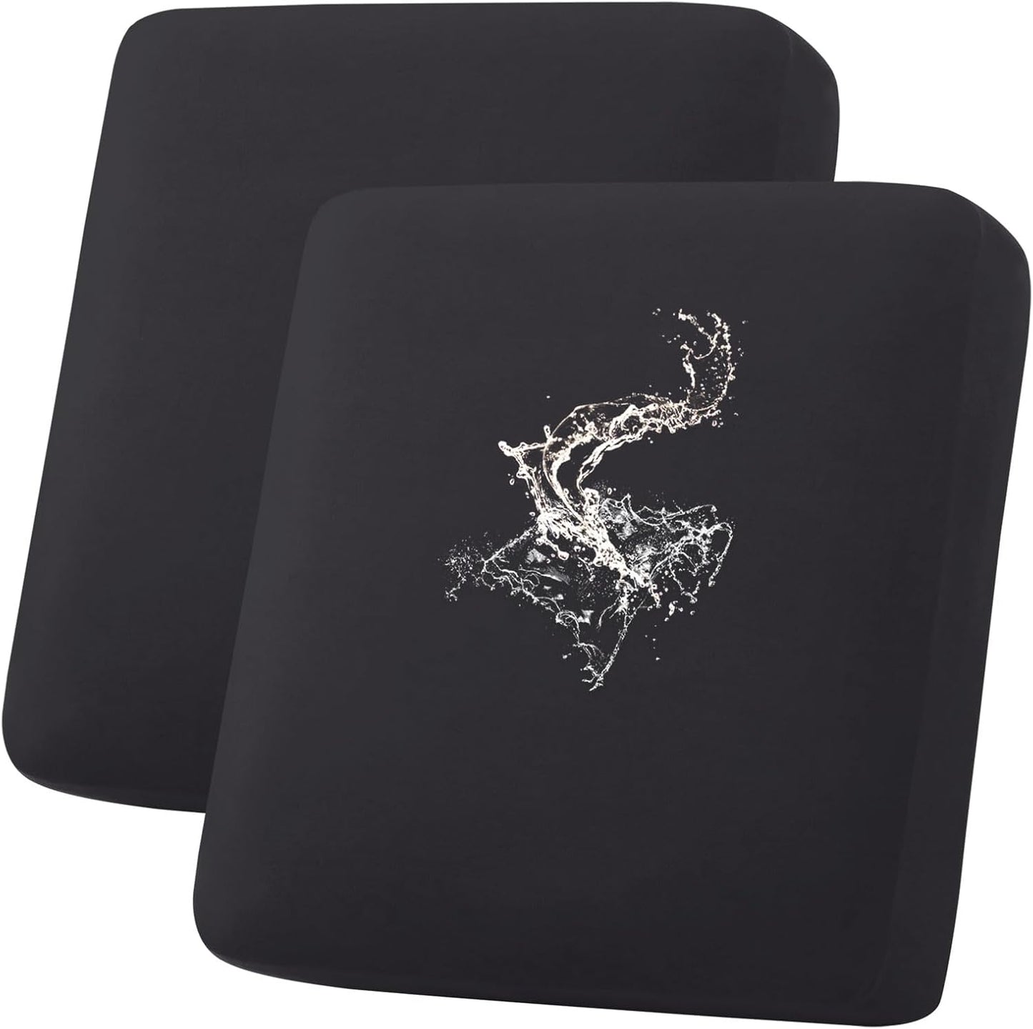 hyha Waterproof Couch Cushion Covers, Stretch Sofa Couch Seat Slipcover for Dog Washable, Non-Slip Waterproof Outdoor Cushion Covers for Patio Furniture Replacement (2 Pieces, Black)