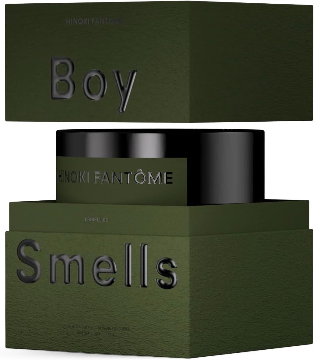 Hinoki Fantôme Scented Candles for Men and Women - 8.5 oz - Soy, Coconut Wax Candle Blend - Aromatic Candles for Home with Japanese Cypress, Jasmine and Smoked Amber - 50-Hour Burn - Cotton Wick