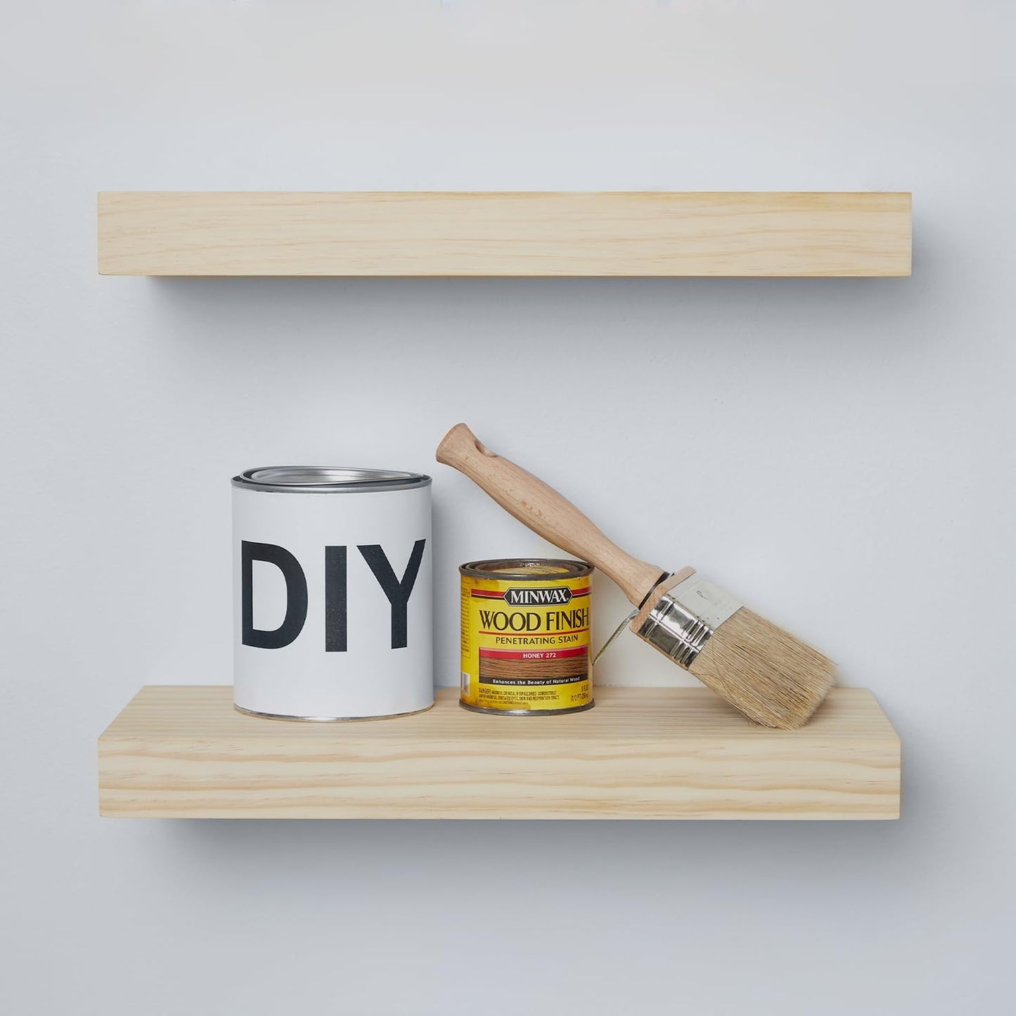 Homeforia 18 inch Natural Floating Shelf, High End Solid Real Wood 18inch Small Floating Shelves for Wall Mounted, Natural Wooden Floating Shelves, Heavy Duty Bracket, 18 X 6.5 X 1.75 in, Set of 2