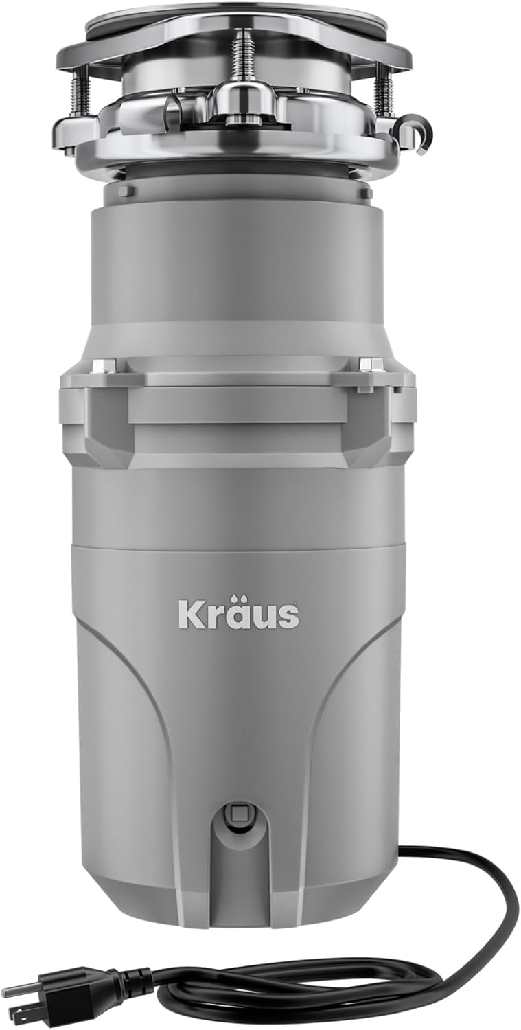 KRAUS® WasteGuard™ High-Speed 1/2 HP Continuous Feed Ultra-Quiet Motor Garbage Disposal with Power Cord and Flange Included and Universal Mount