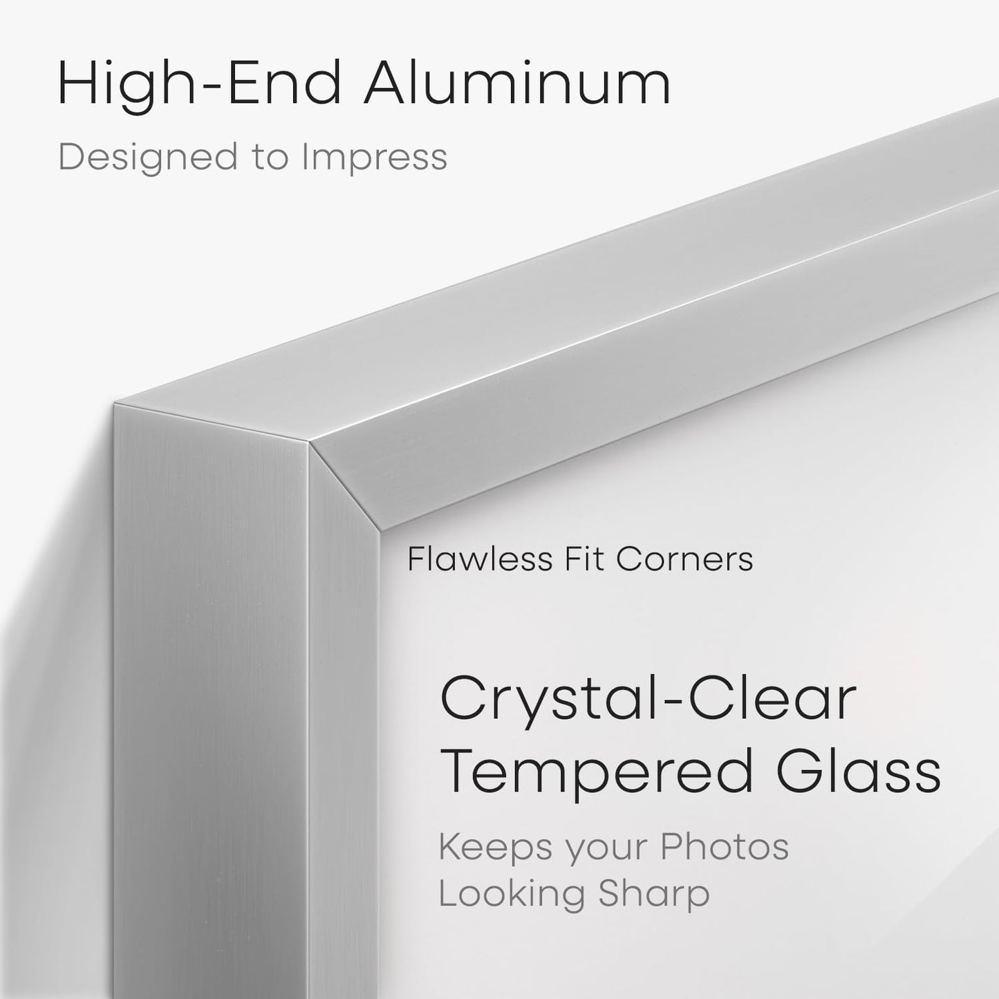 Homeforia 11x22 Newspaper Frame Silver, High End Metal 11 x 22 Picture Frame without Mat, 22x11 Thin Silver Poster Frames for Wall, 11by22 inch Display Photo Frames, Tempered Glass, Wall Kit, Set of 1