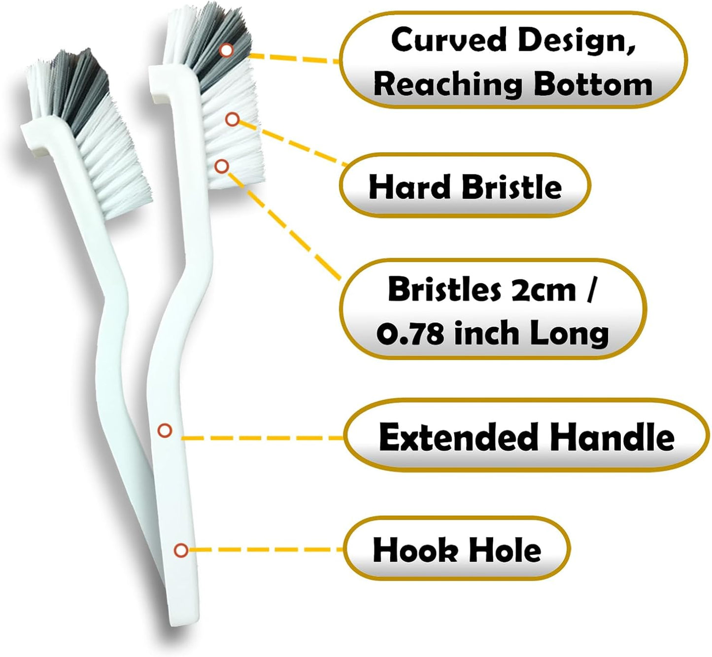 Crevice Cleaning Brush Set, Multi-Purpose Hard Bristle Brushes for Deep Cleaning Kitchen, Bathroom, Grout, Sink, Cup, Teapot, Bottle, Blender, Corners, Tight Spaces & More