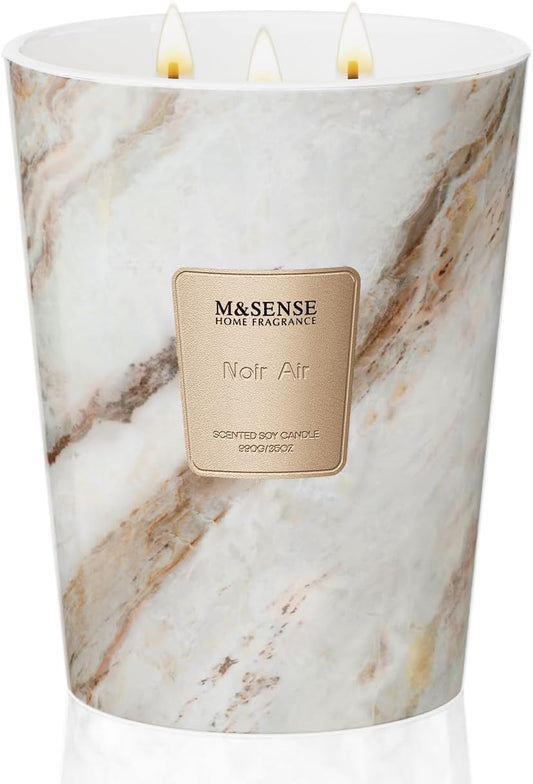 M&SENSE NoirAir Scented Candles for Home, 3-Wick Highly Scented Jar Candles, Extra Large Candle 35 Oz 150 Hours Long Lasting Burning, Relaxing Aromatherapy Candle for Stress Relief, Meditation