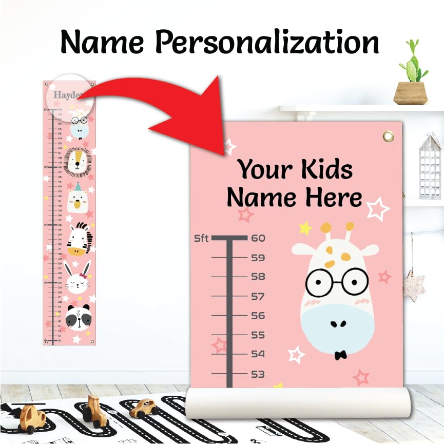 Personalized Canvas Growth Chart for Kids, Height Chart for Kids, Growth Chart Banner with Name