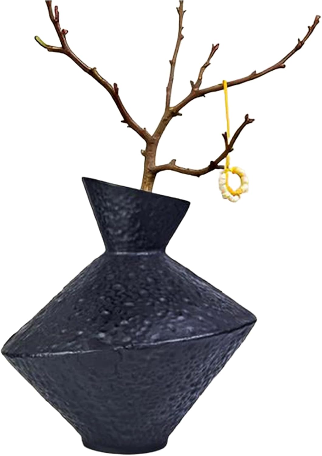 Cast Iron Decorative Vase, Dried Flower Rustic Vases, Wabi Sabi Vase for Modern Home Decor, Living Room, Shelf Decor, Enterway, Wedding, Office, Table, Bedroom, Kitchen, 8.86" H (Black)