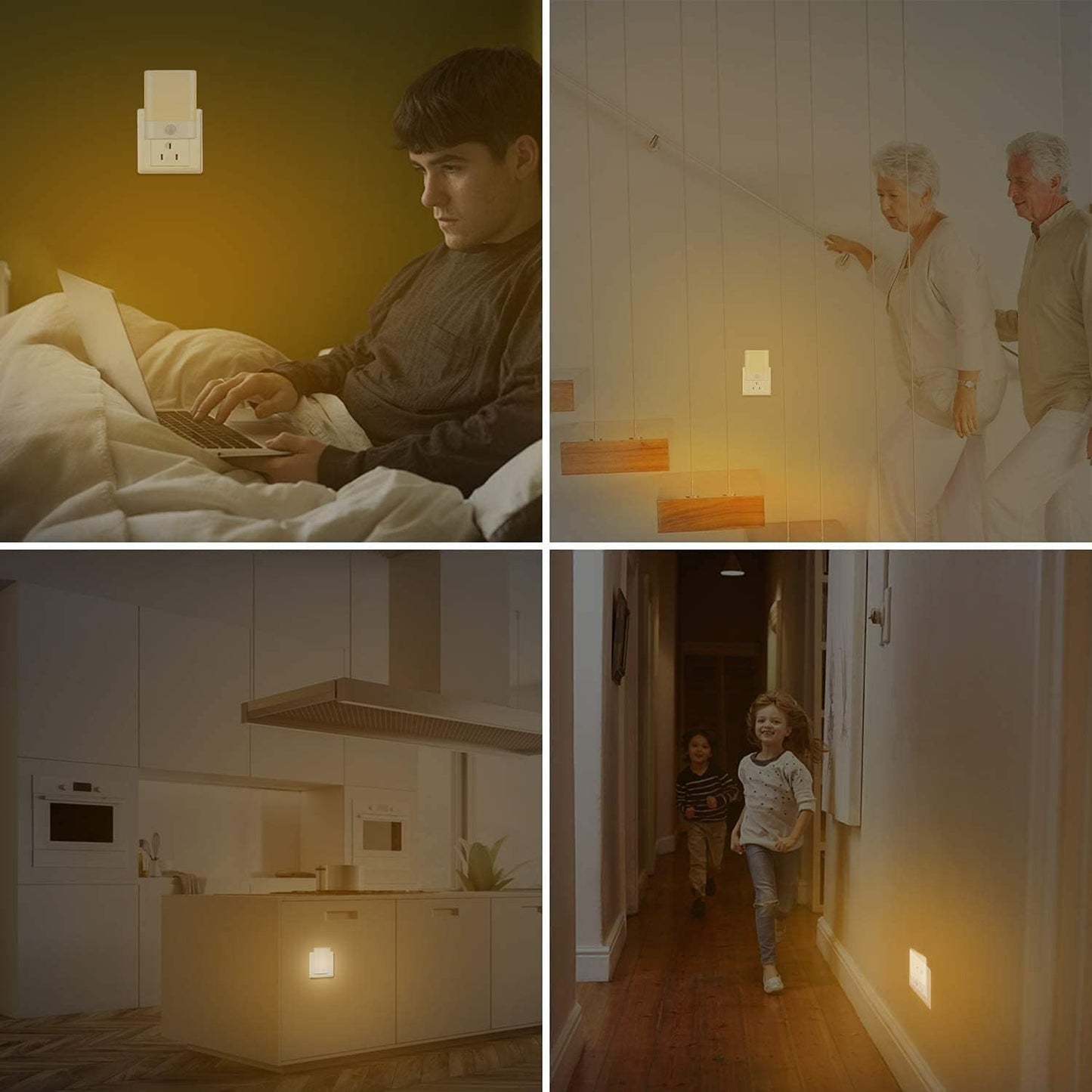 LED Night Light Plug in, Motion Sensor Night Light with Adjustable Brightness 3 Lighting Mode AUTO/ON/Off for Children, Bedroom, Hallway Light, 4-Pack