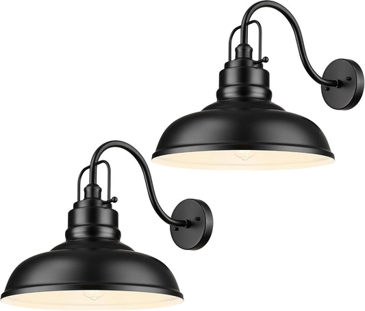 zeyu 2 Pack Gooseneck Barn Lights, Exterior Wall Mount Light for Porch, 18 Inch Modern barn Lights, Matte Black Finish, 016-1BL-2 BK