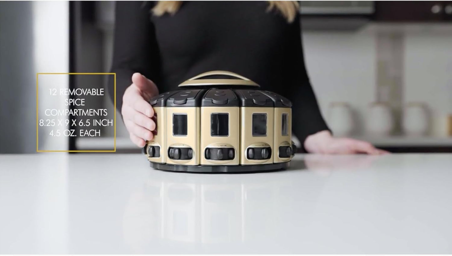 KitchenArt 57010 Select-A-Spice Auto-Measure Carousel Professional Series, Satin