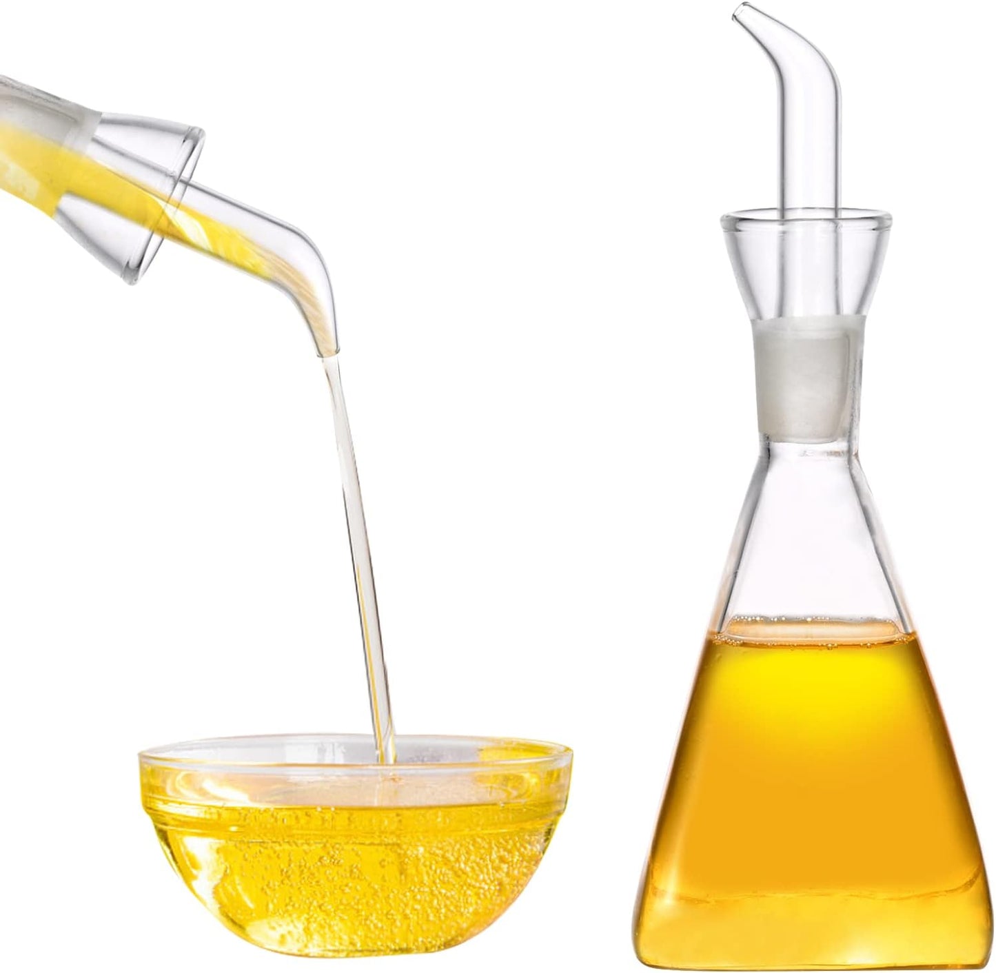 ELETON Olive Oil Dispenser Borosilicate Glass Bottle - 16 oz 500ml Non Drip Dispenser - Leak Proof Pourer Vinegar Drizzler Cruet - Easy Clean Drip Free Bottles for Kitchen