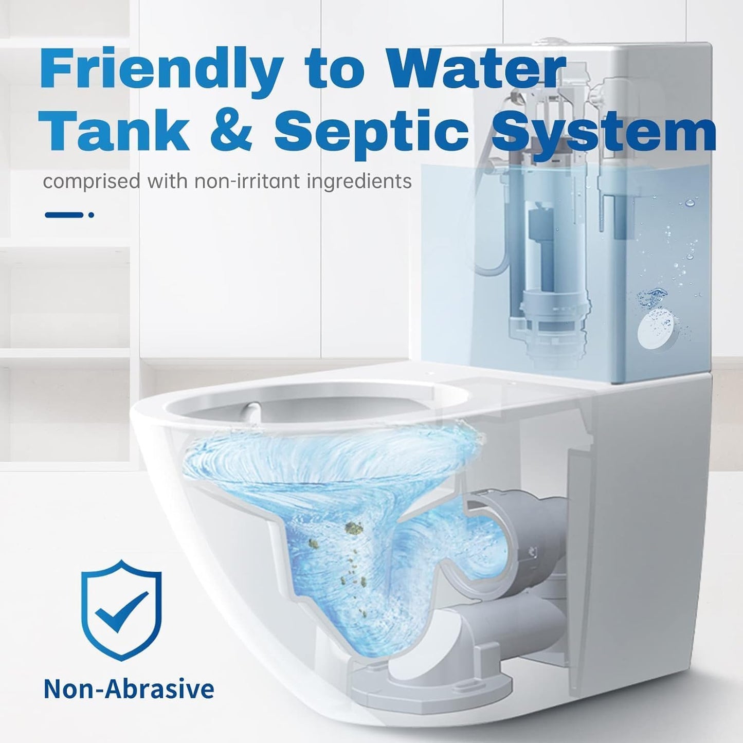 Vacplus Toilet Bowl Cleaner Tablets 80 PACK, Automatic Cleaners with Bleach, Slow-Releasing Toilet Tank Cleaners for Deodorizing & Descaling, Household Toilet Cleaners against Tough Stains