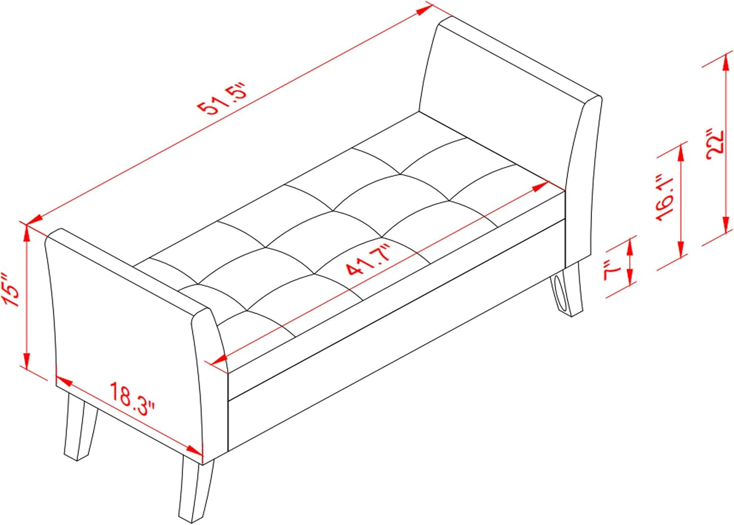 Furniliving 51 Inch Storage Bench for Living Room, Upholstered Bench Ottoman with Velvet Fabric, Modern Entryway Bench with Woodern Legs for Bedroom, Living Room, Shoe Storage & Seating, Orange