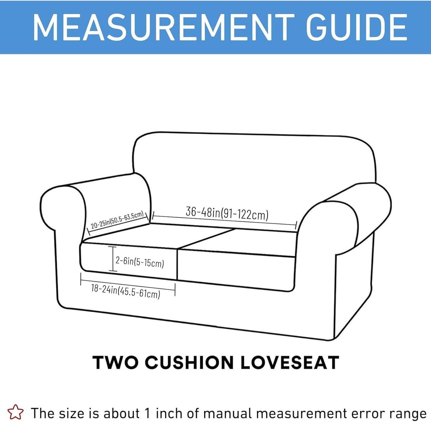 hyha Waterproof Couch Cushion Covers for Pets, Non Slip Sofa Seat Cover for Dogs Washable, Soft Thick Stretch Jacquard Fabric, Sofa Slipcovers with Elastic Bottom (2 Pieces, Blue)