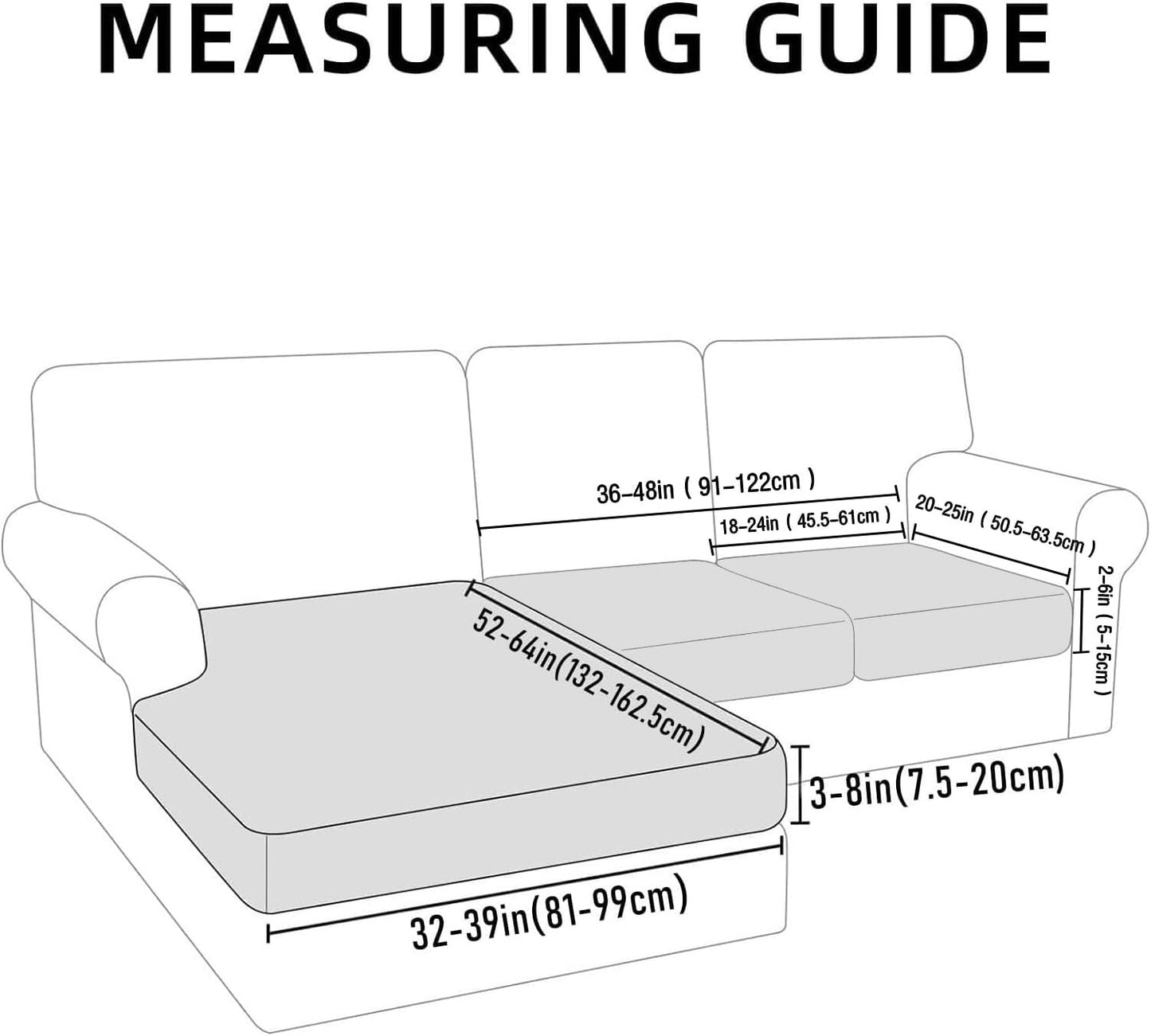 hyha Waterproof Couch Cushion Covers for Pets, Non Slip Sofa Seat Cover for Dogs Washable, Soft Thick Stretch Jacquard Fabric, Sofa Slipcovers with Elastic Bottom (1 Chaise+2 Seater, Taupe)