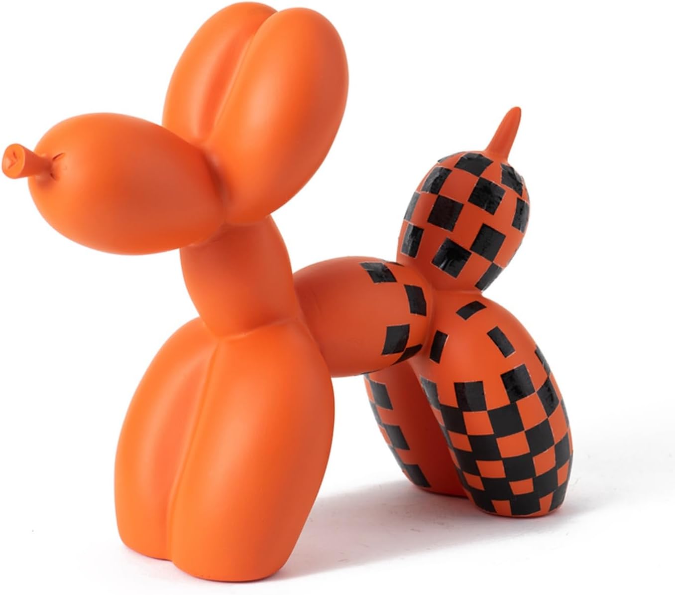 Vilead Resin Balloon Dog Statue with Checkered Pattern,Modern Home Decoration Trendy Animal Art Ornaments,Collection Figurine Bedroom Living Room Office Desktop Sculpture