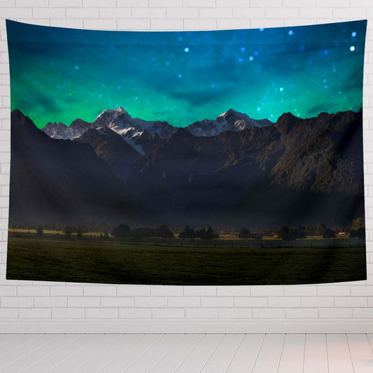 Mountain Tapestry For Bedroom Mount Cook And Lake Matheson New Zealand With Milky Way Tapestries Wall Hanging For Living Room Dorm Office 90×60 In