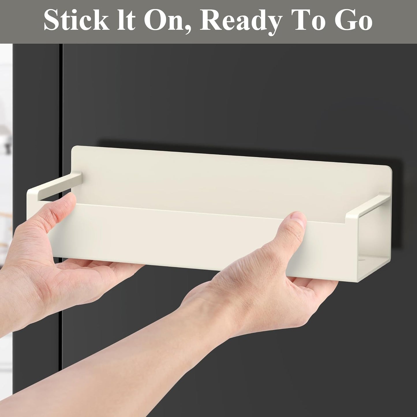 4 Pack Magnetic Spice Rack Organizer for Refrigerator and Oven, Cream White Fridge Organizers and Storage for Kitchen