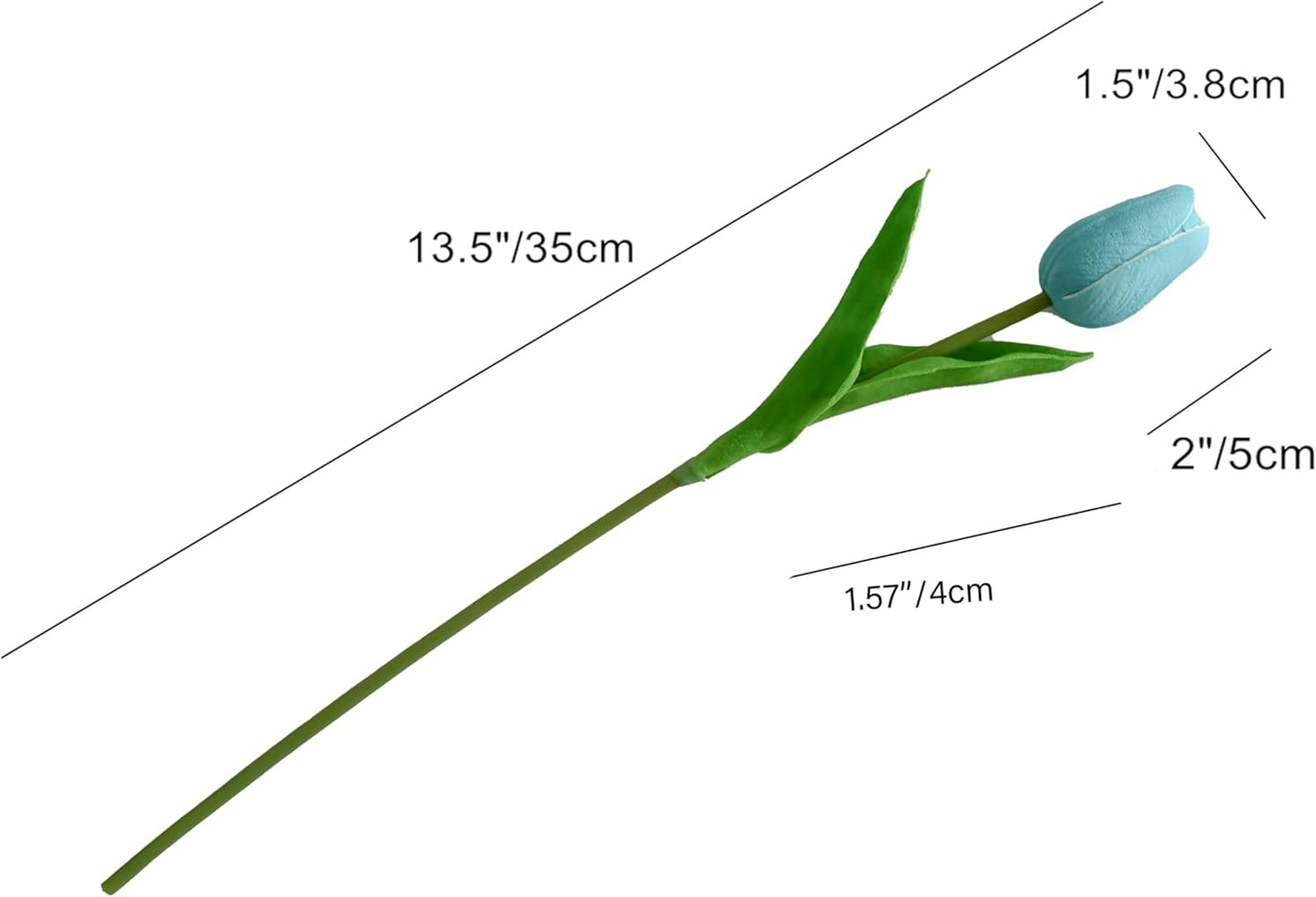 Mandy's Artificial Tulips 20 Stems Robin Egg Blue PU Faux Flowers for Wedding Home Decor 13.5 Inch