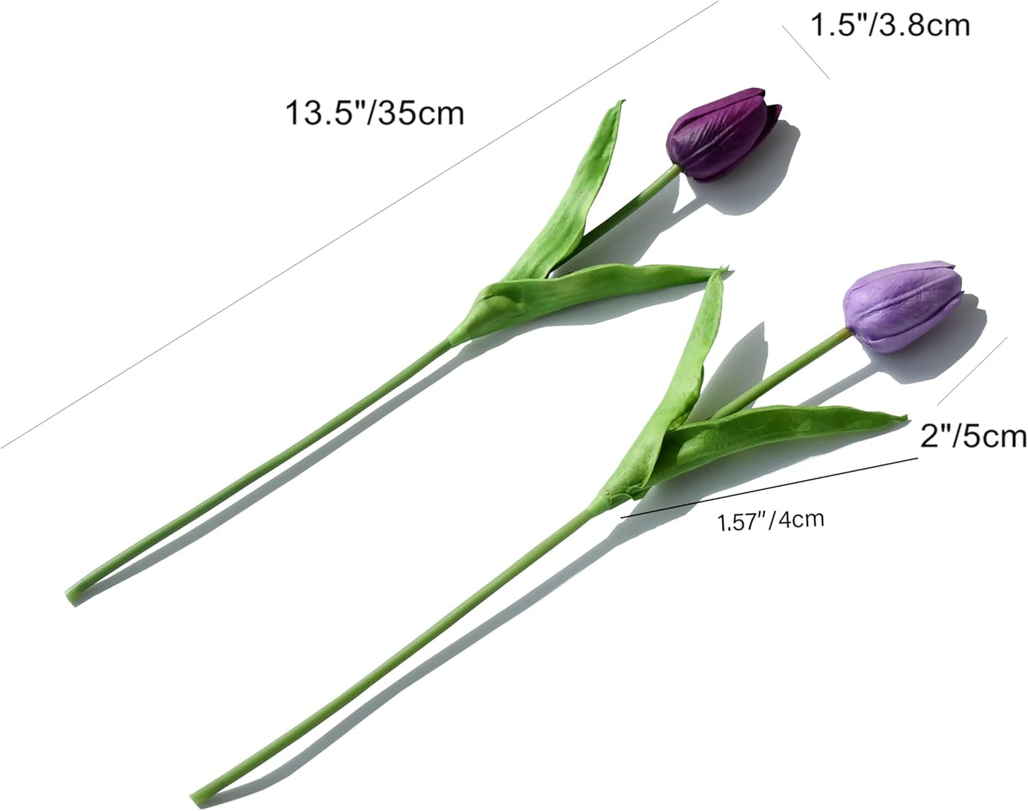 Mandy's Artificial Tulips 20 Stems Shades of Purple PU Faux Flowers for Wedding Home Decor 13.5 Inch